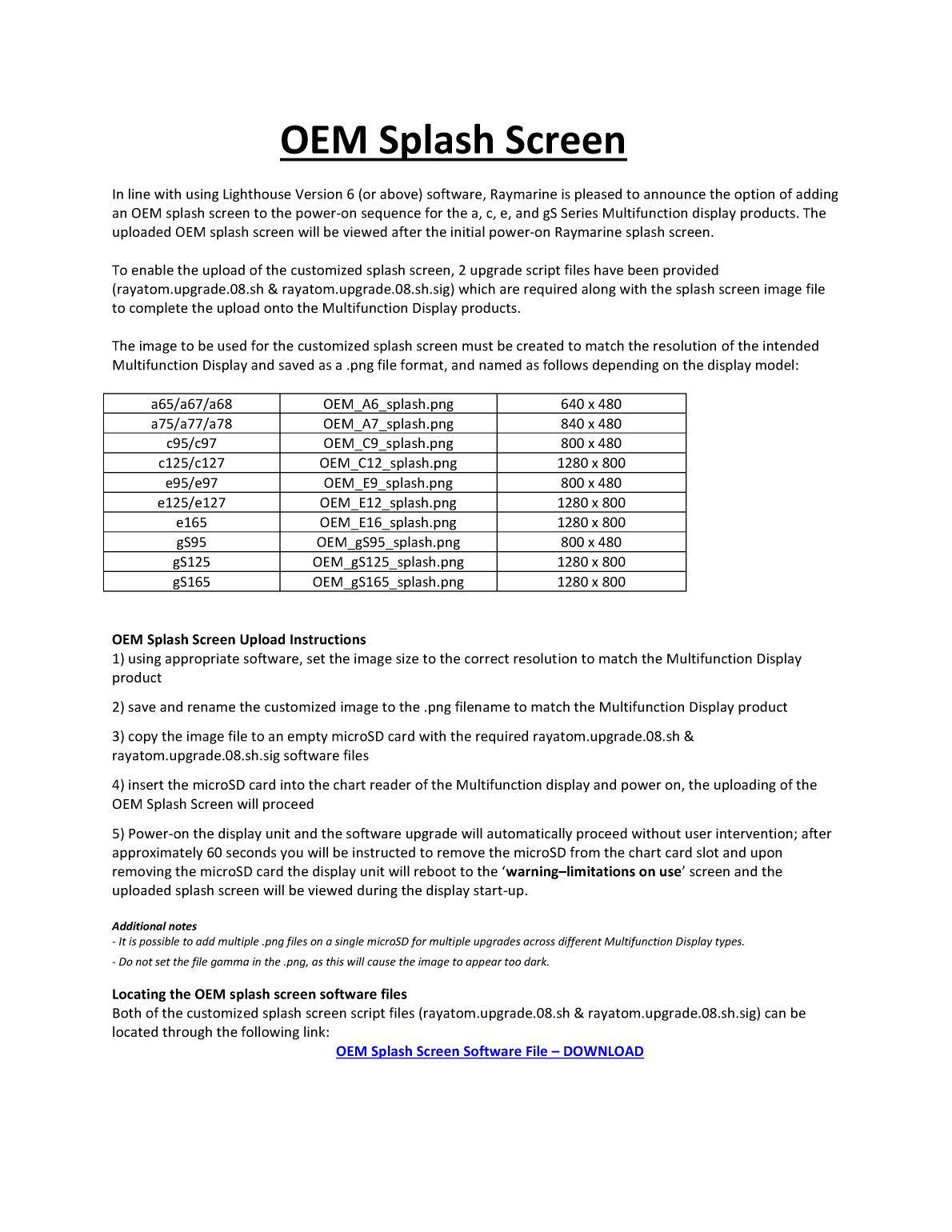 Raymarine Oem Splash Screenacegsmf Ds