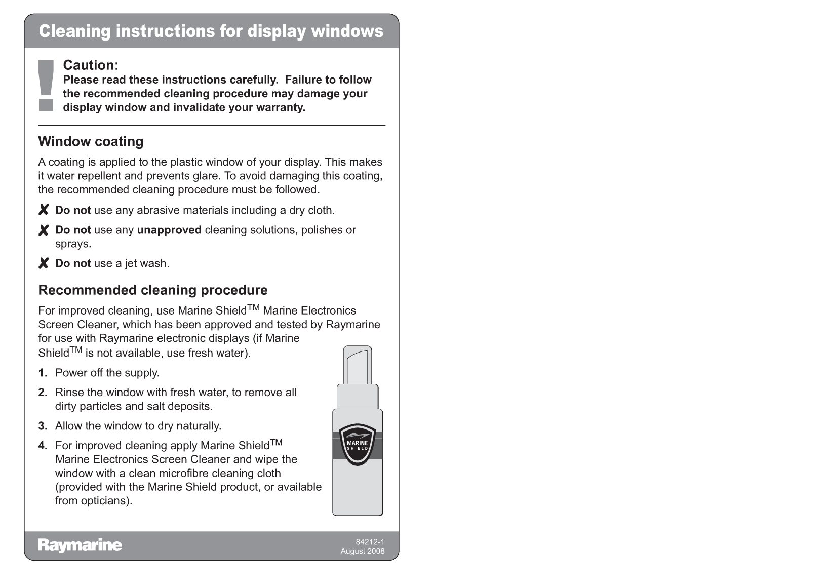 Raymarine Screen Cleaning 84212 1