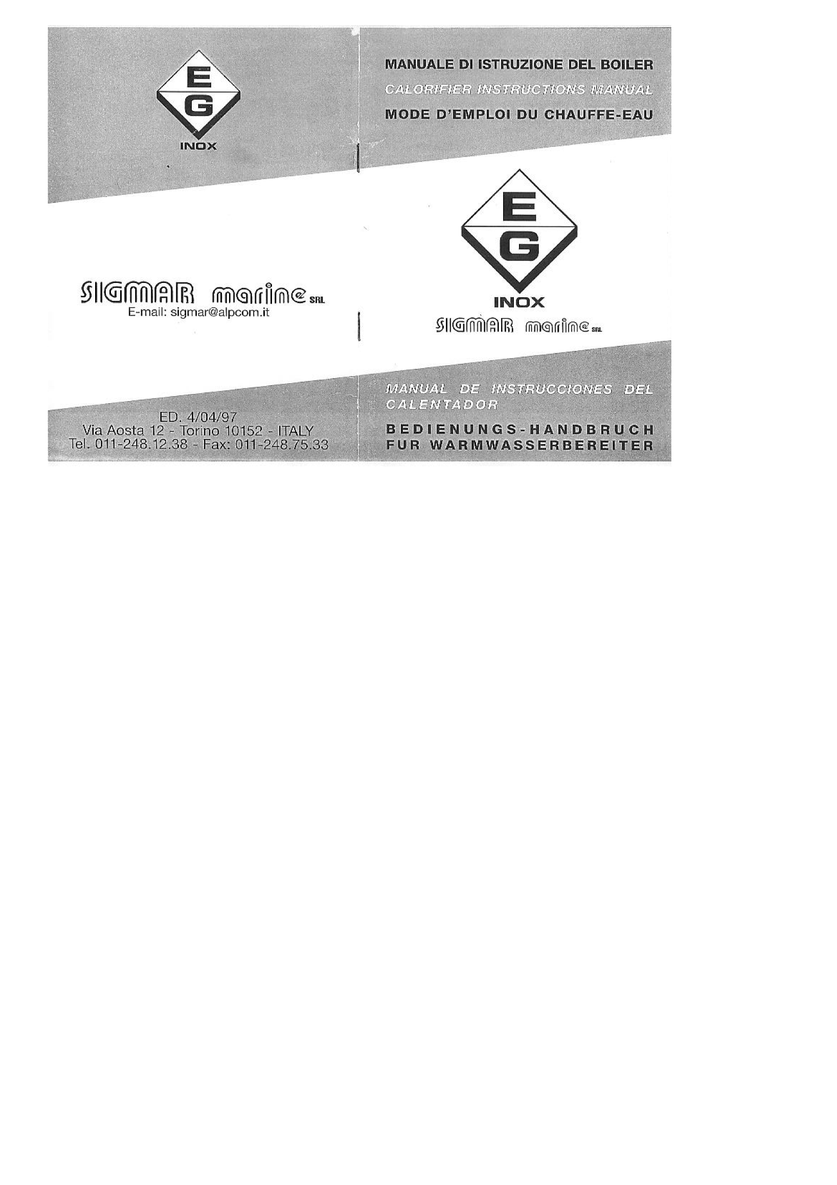 Sigmar: Chauffe eau Sigmar Boiler Unit