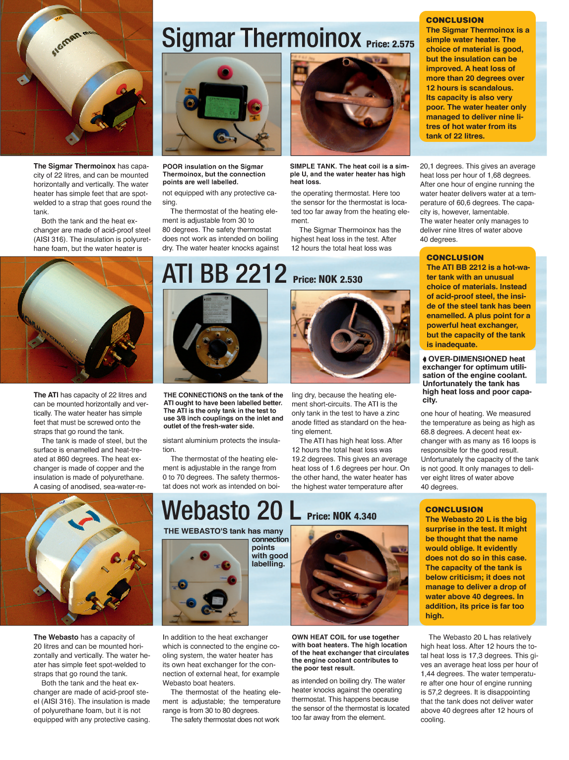 Sigmar: Test Baatmagasinet Marine Boiler Test /comparison