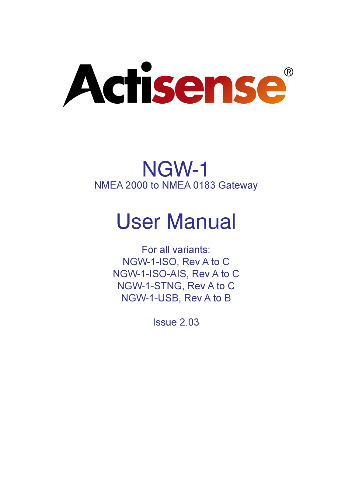 Actisense Ngw 1 User Manual Issue 2.03