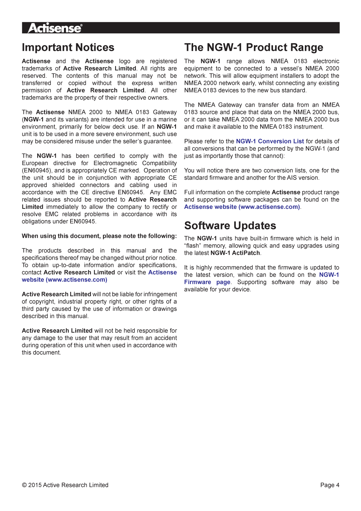 Actisense Ngw 1 User Manual Issue 2.03