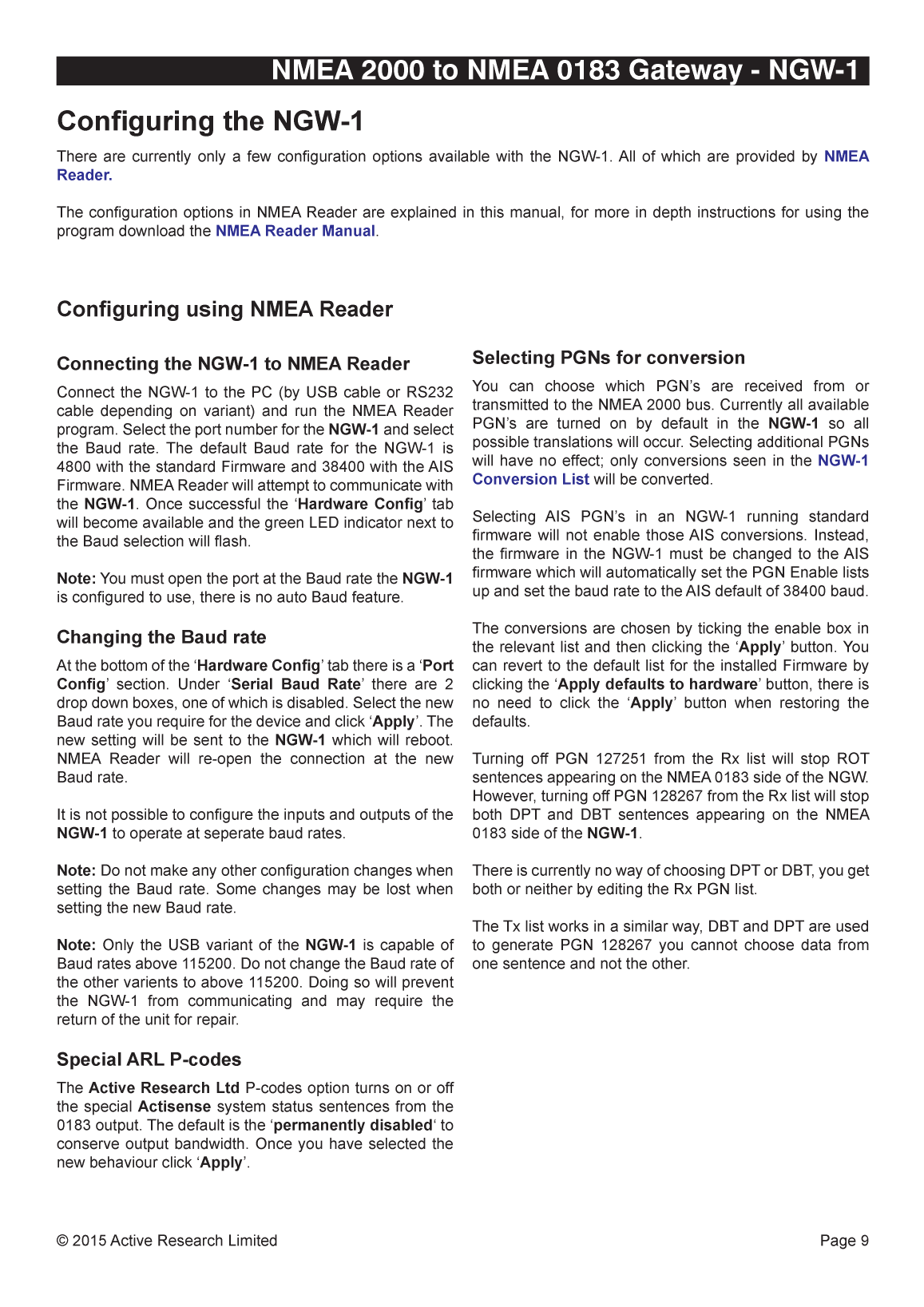 Actisense Ngw 1 User Manual Issue 2.03