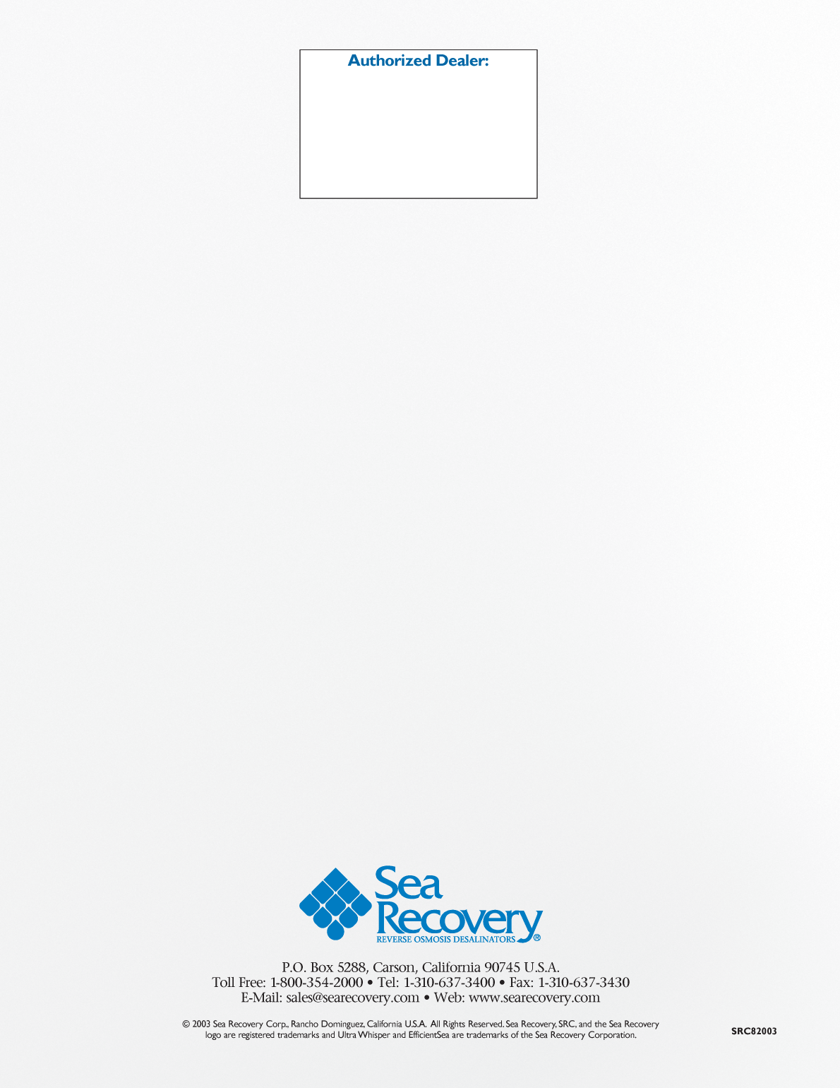 Src: Src 170 english Sea Recovery Src 170 Gallon/day 12 V Desalinisator