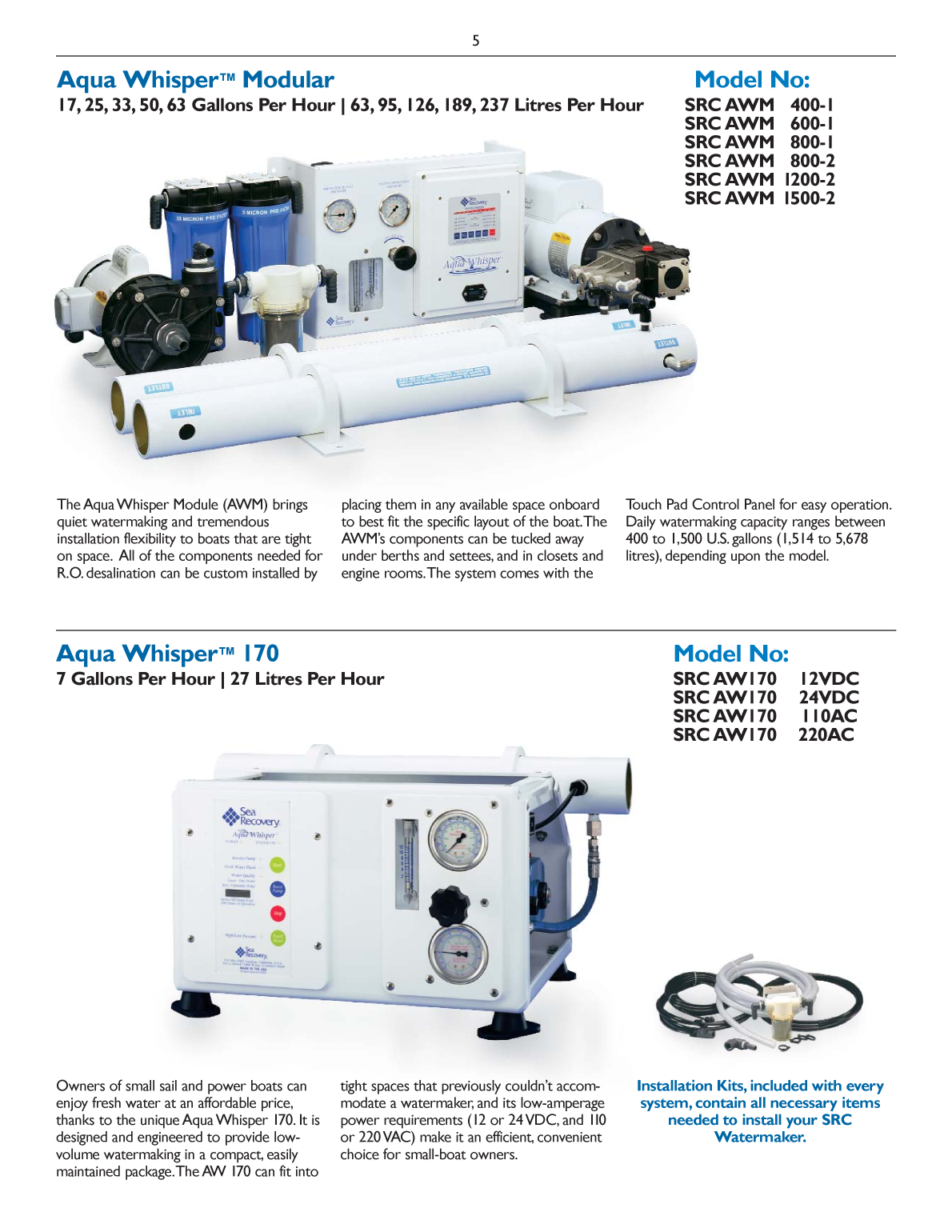 Src: Src 170 english Sea Recovery Src 170 Gallon/day 12 V Desalinisator
