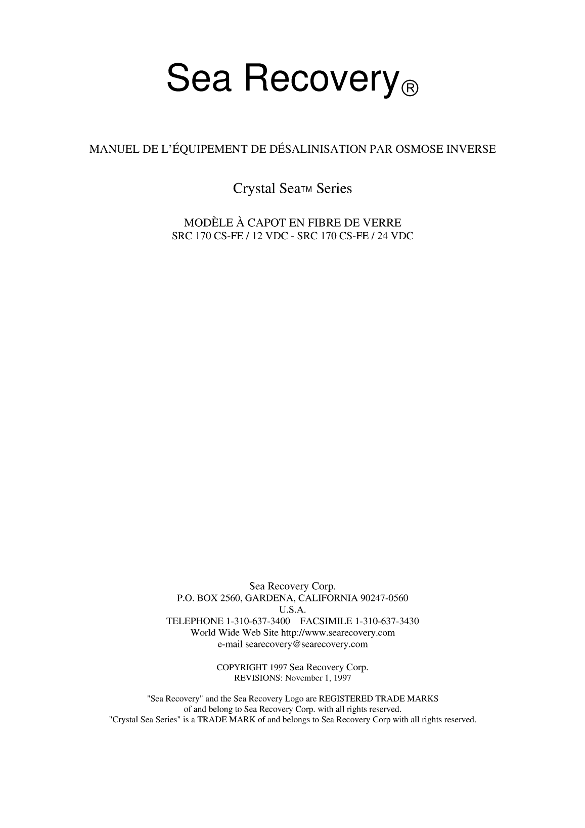 Src: Src 170 french Sea Recovery Src 170 Home Made Translation, Traduction En Français Du Manuel