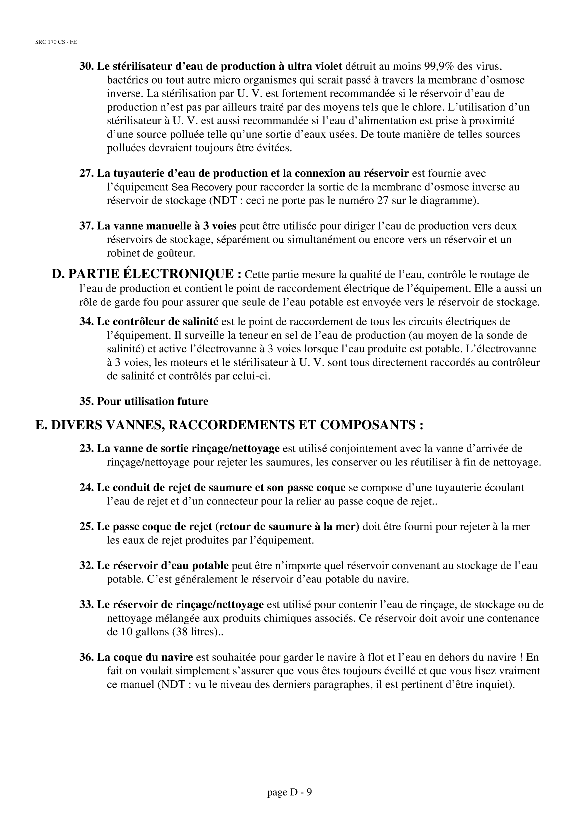 Src: Src 170 french Sea Recovery Src 170 Home Made Translation, Traduction En Français Du Manuel