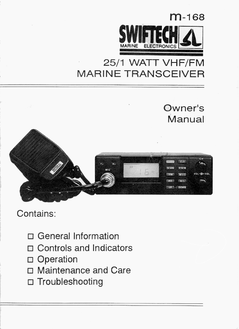 Swiftech M 168 Vhf Owners Manual