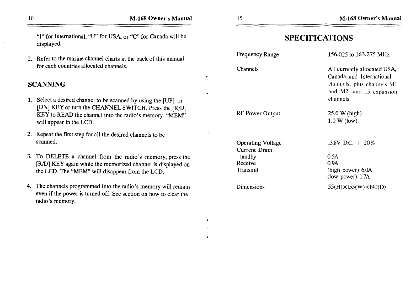 Swiftech M 168 Vhf Owners Manual