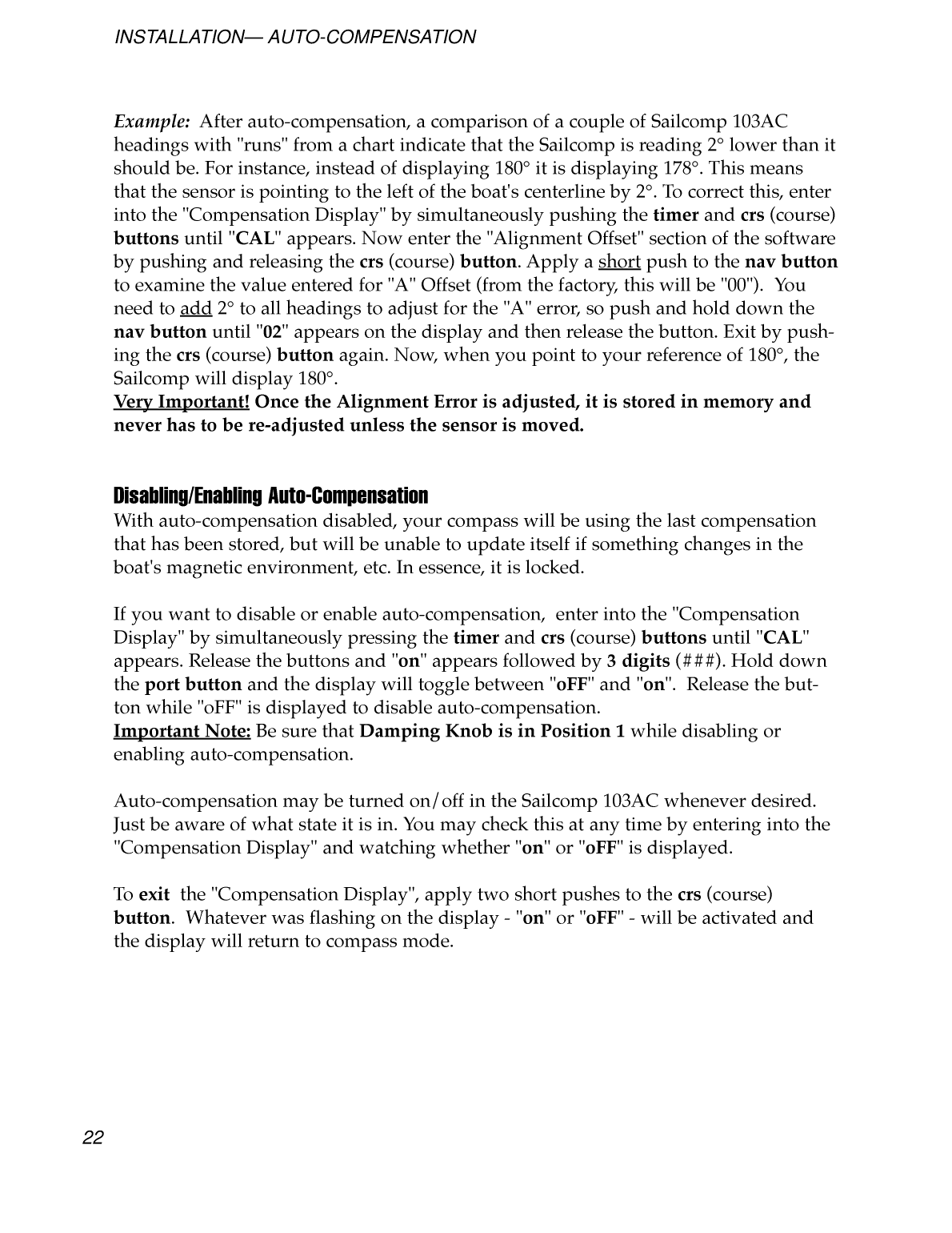 Sailcomp Manual 1107 A