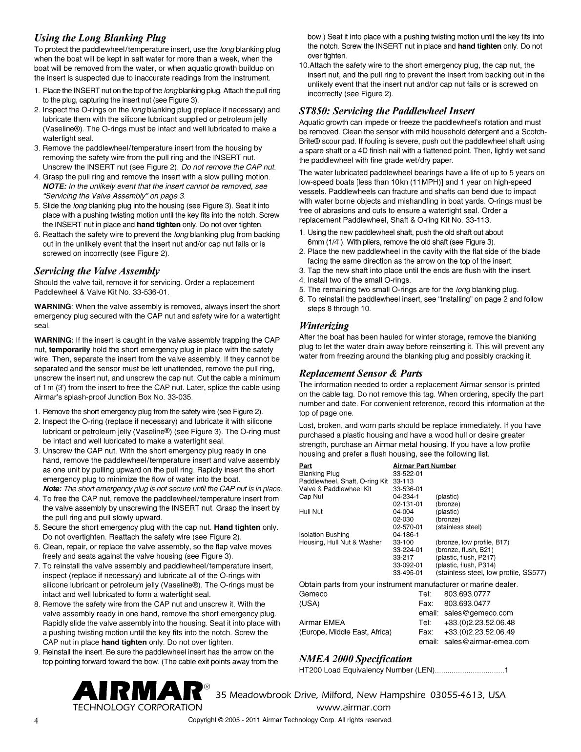 Airmar st850 installtion maintenance 17 422 01