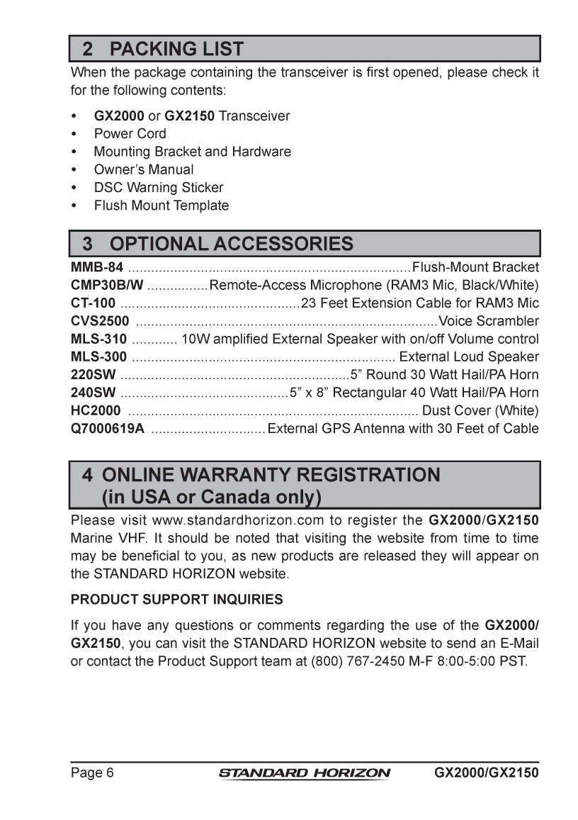 Standard Horizon Gx2150 Om Usa Em044n160 5292013
