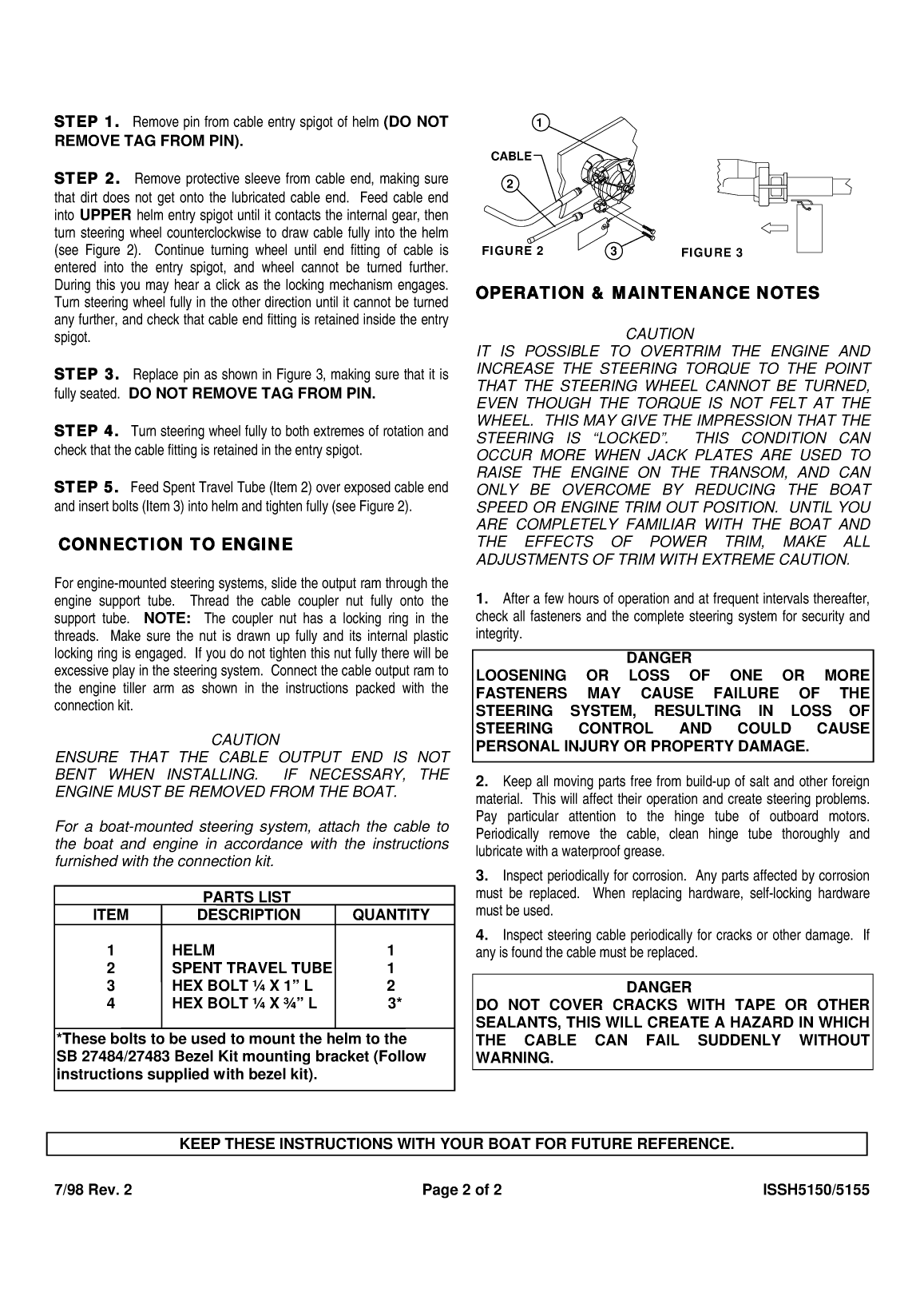 Teleflex Nfb Safe T Ii Steering System Instruction Manual