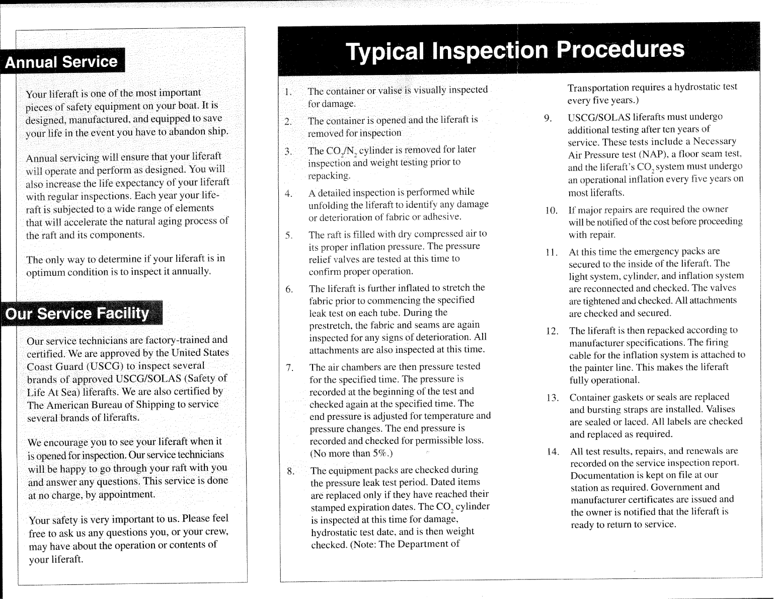 Triad Marine Liferaft Servicing