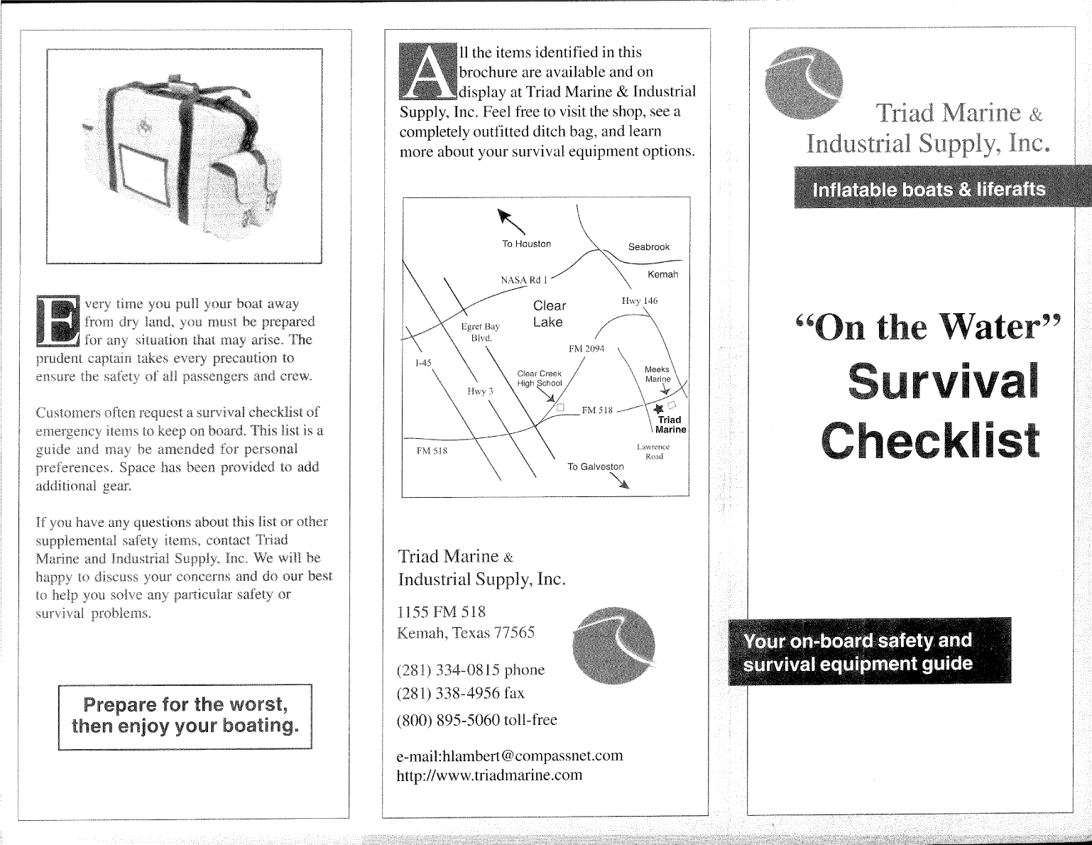 Triad Marine On The Water Survival Checklist