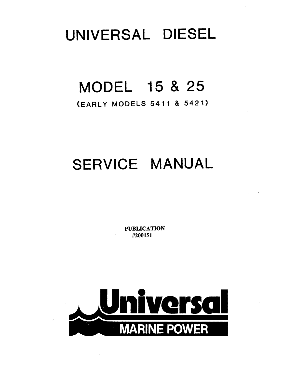 Universal Diesel 5421 Technical Manual