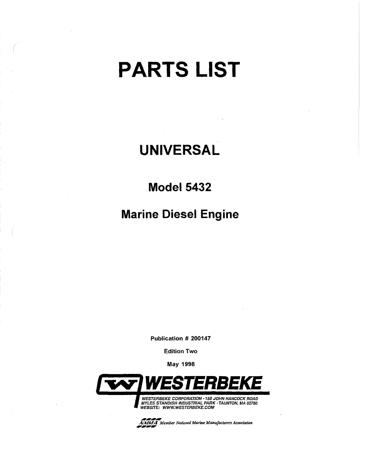 Universal Diesel 5432 Parts Manual