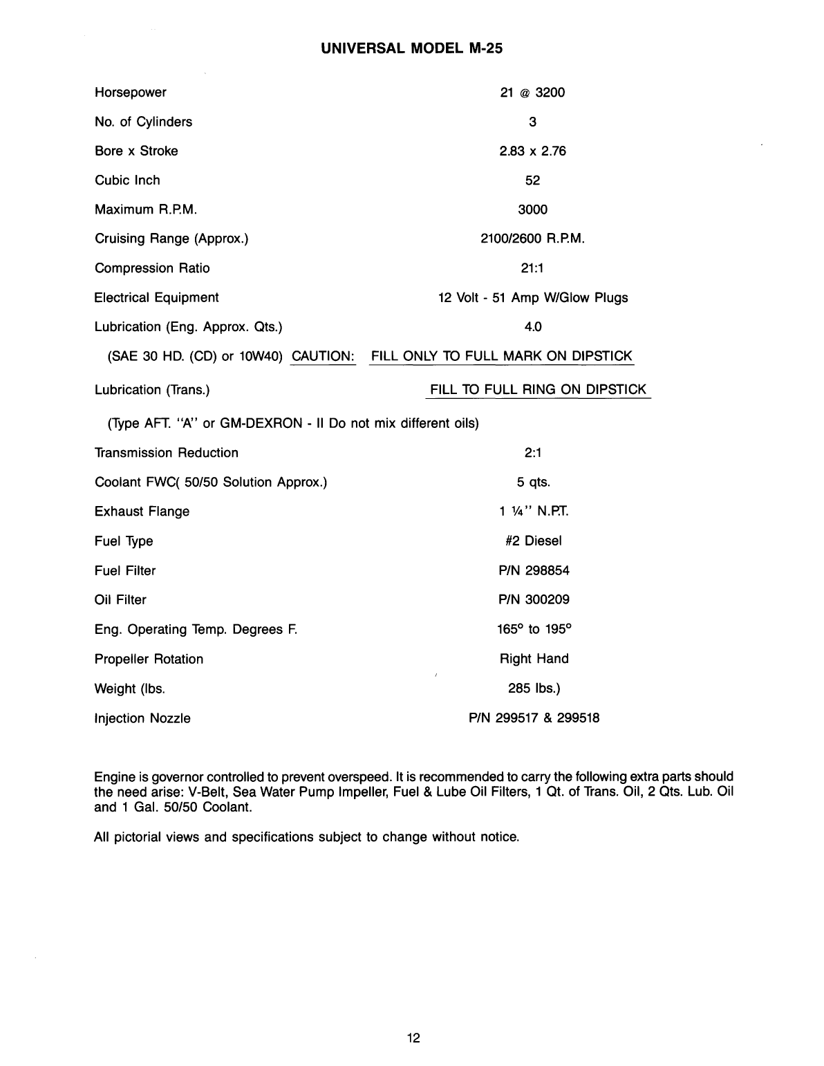 Universal Diesel M 12 Technical Manual