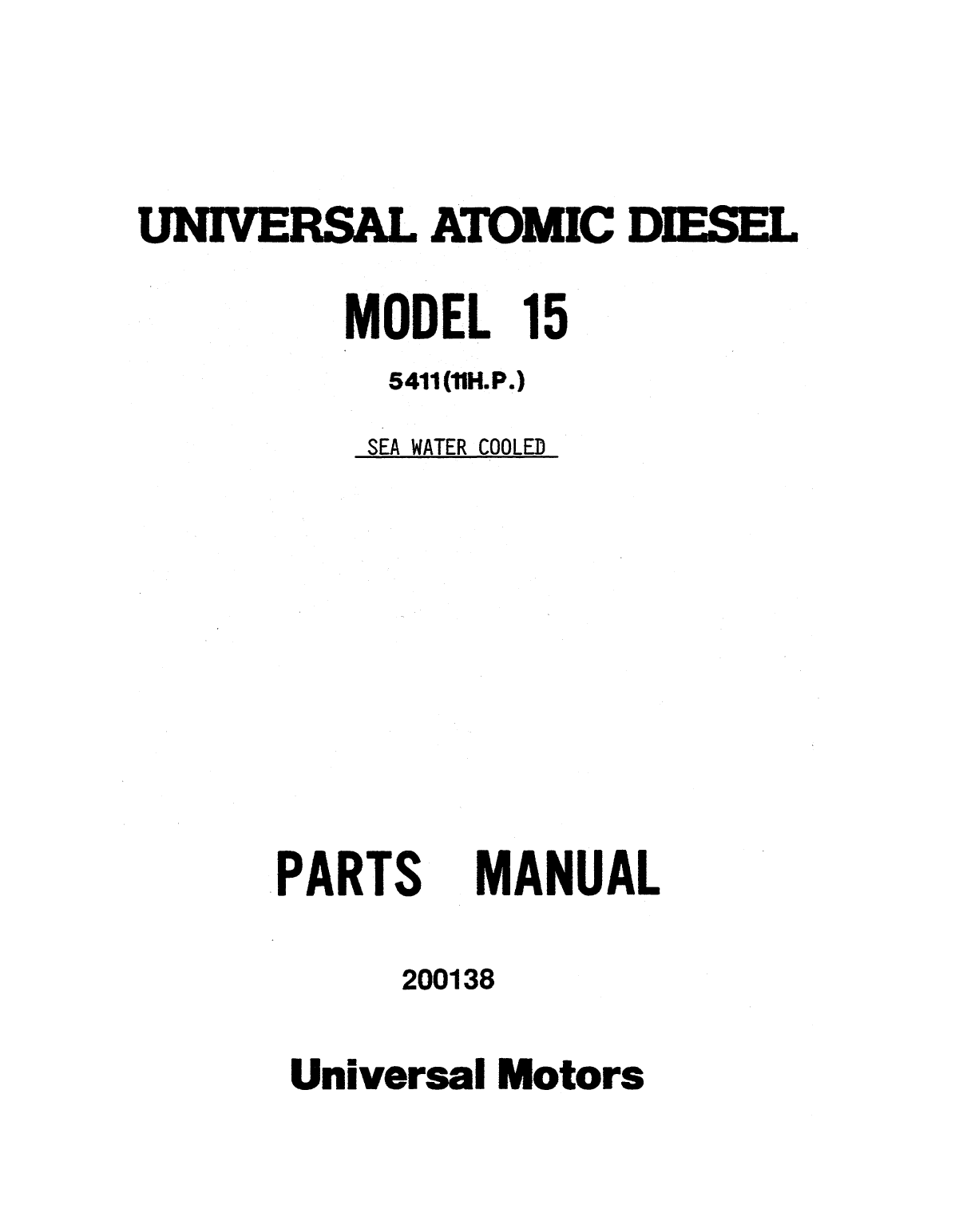 Universal Diesel M 15 Parts Manual