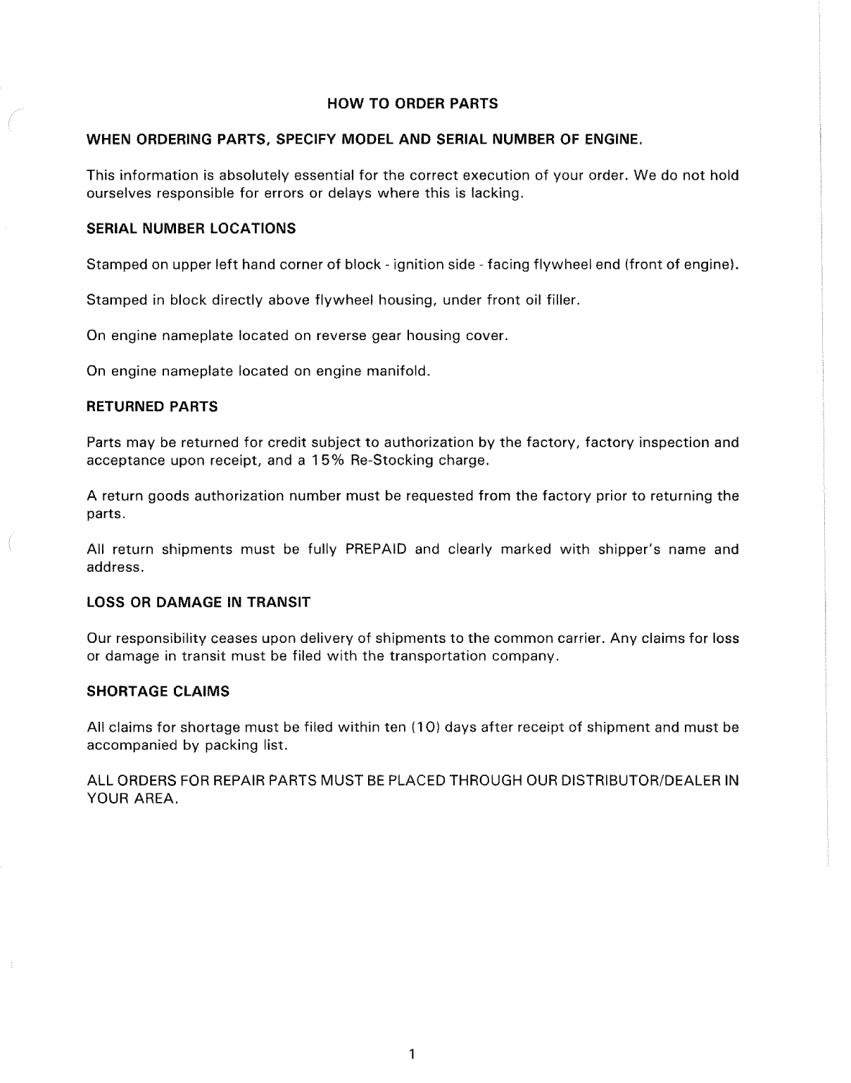 Universal Diesel M 35 Parts Manual