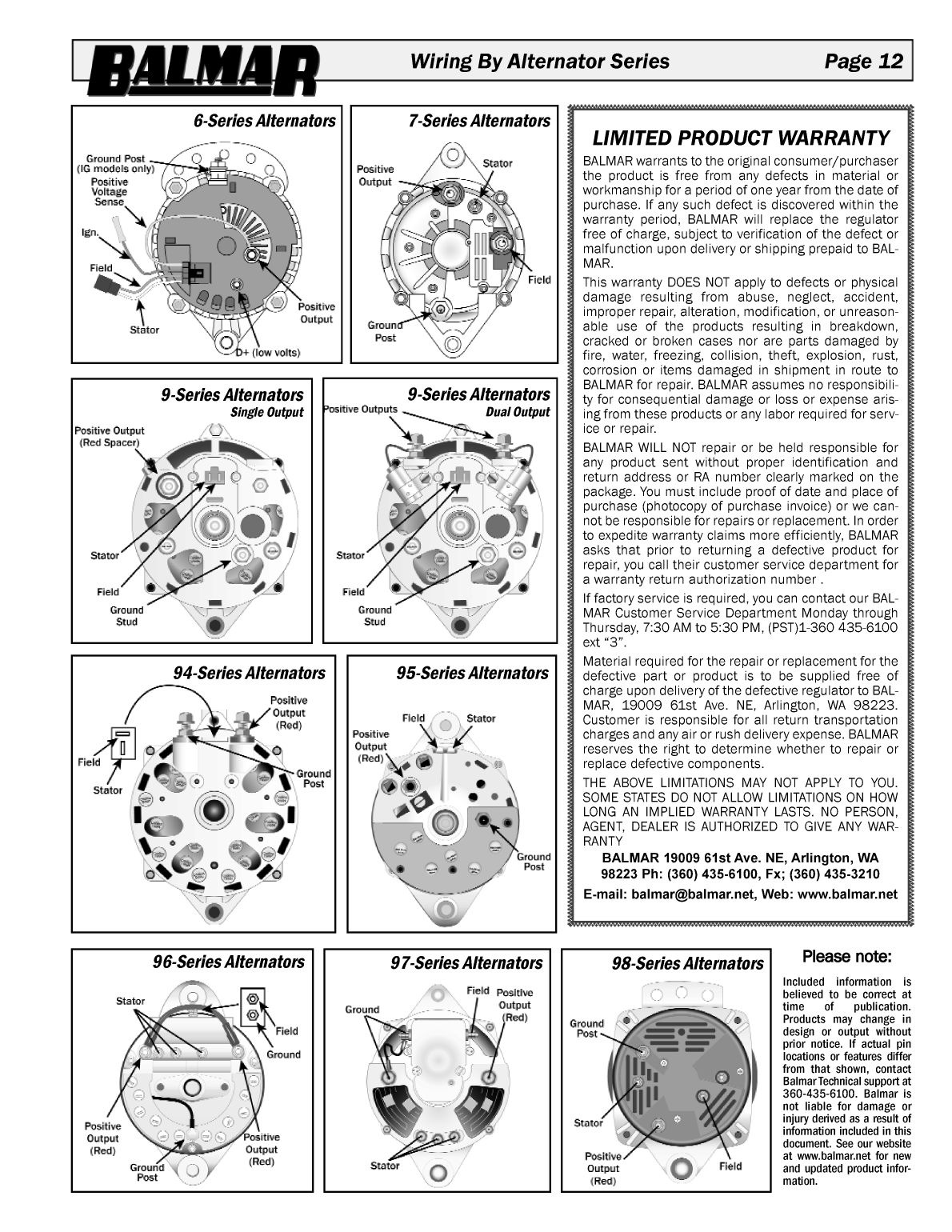 ' Balmar 12 Volt Alternator Manual'
