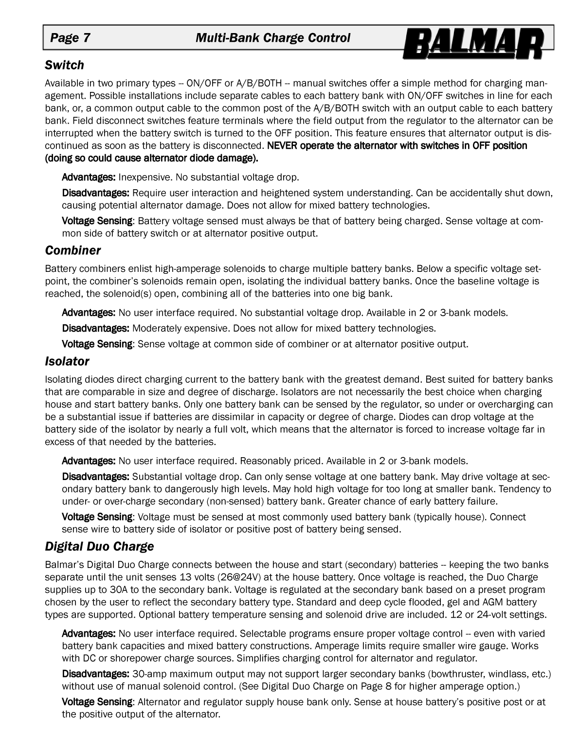 Balmar 12 Volt Alternator Manual