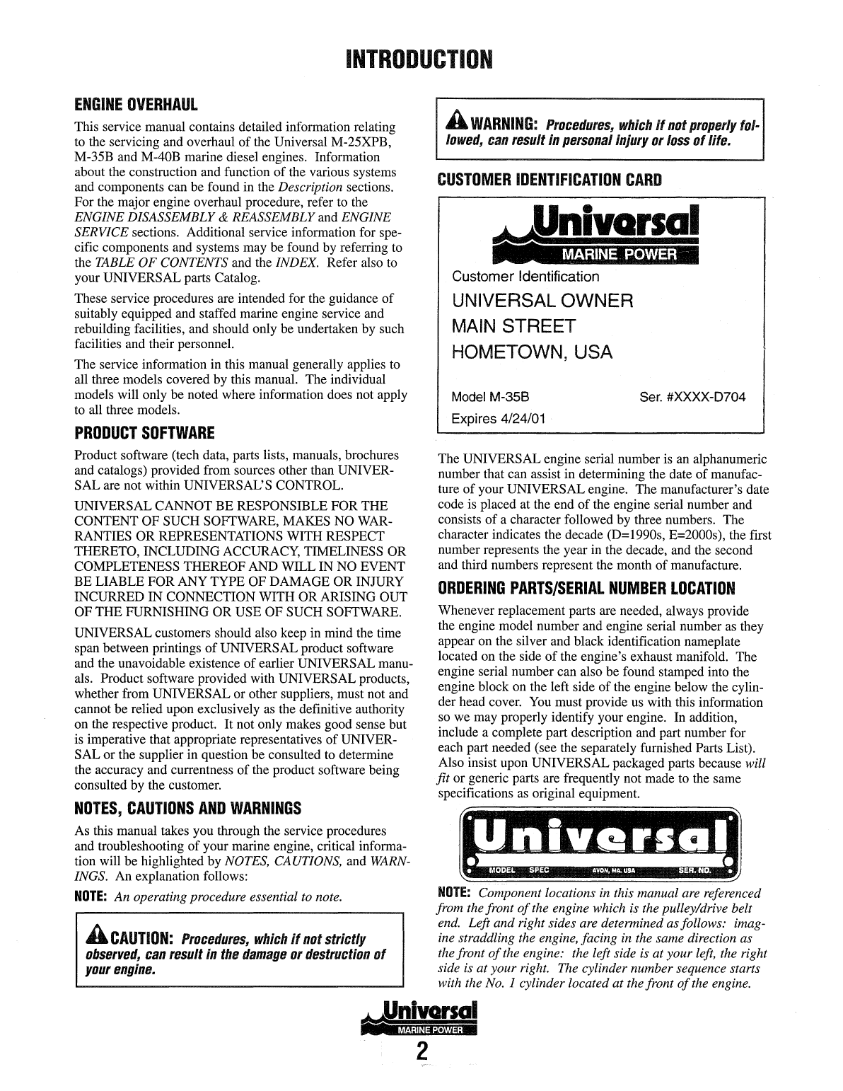 Universal Diesel M 40b Technical Manual