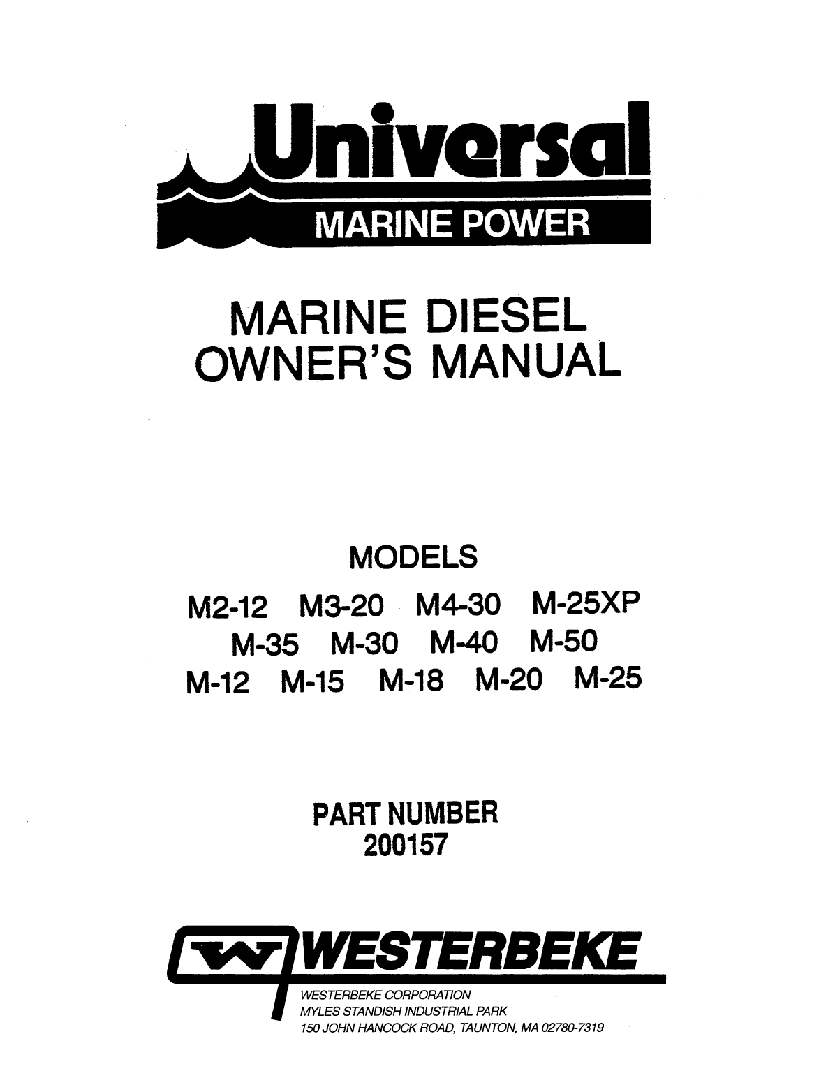 Universal Diesel M2 12 Operator's Manual