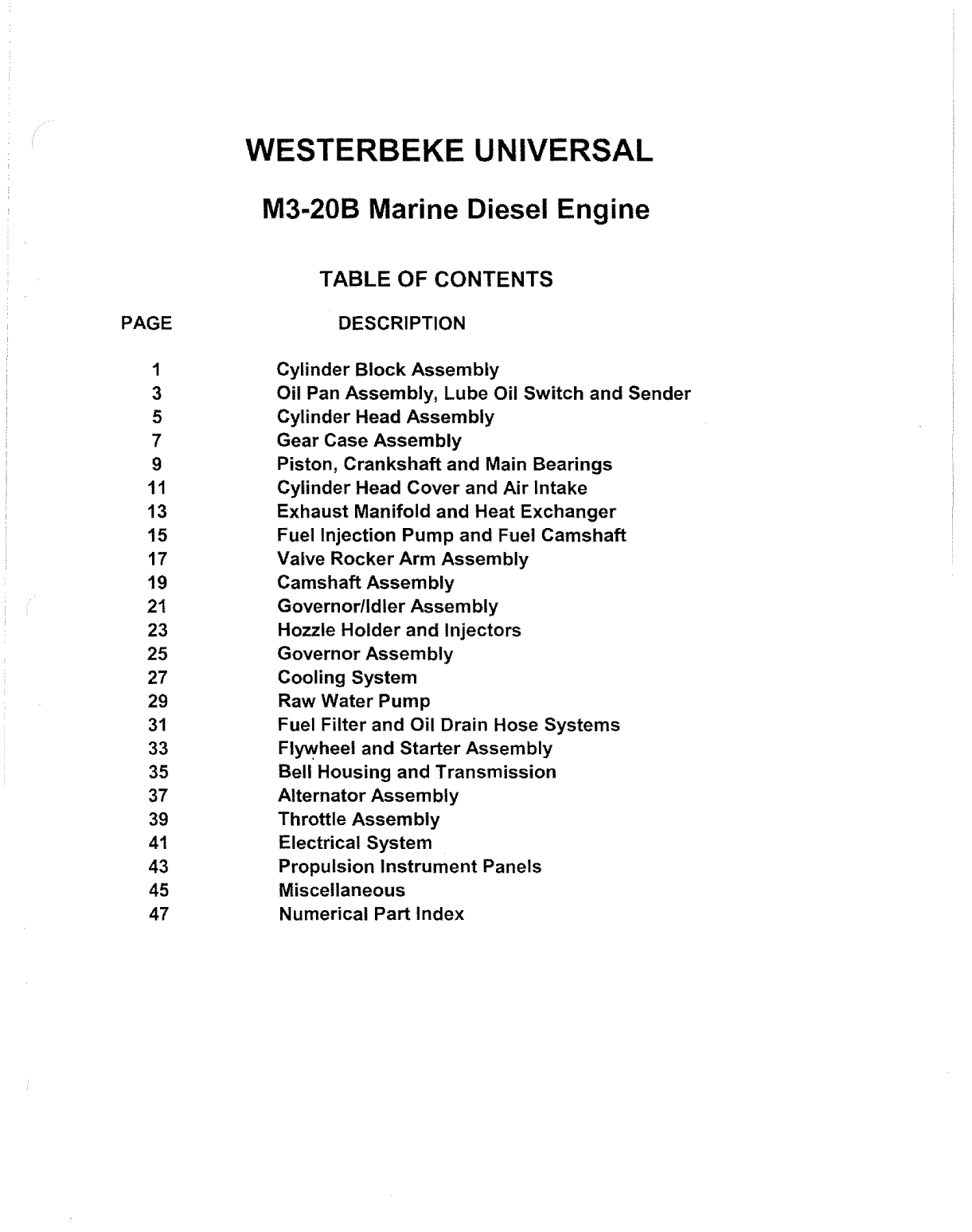 Universal Diesel M3 20b Parts Manual