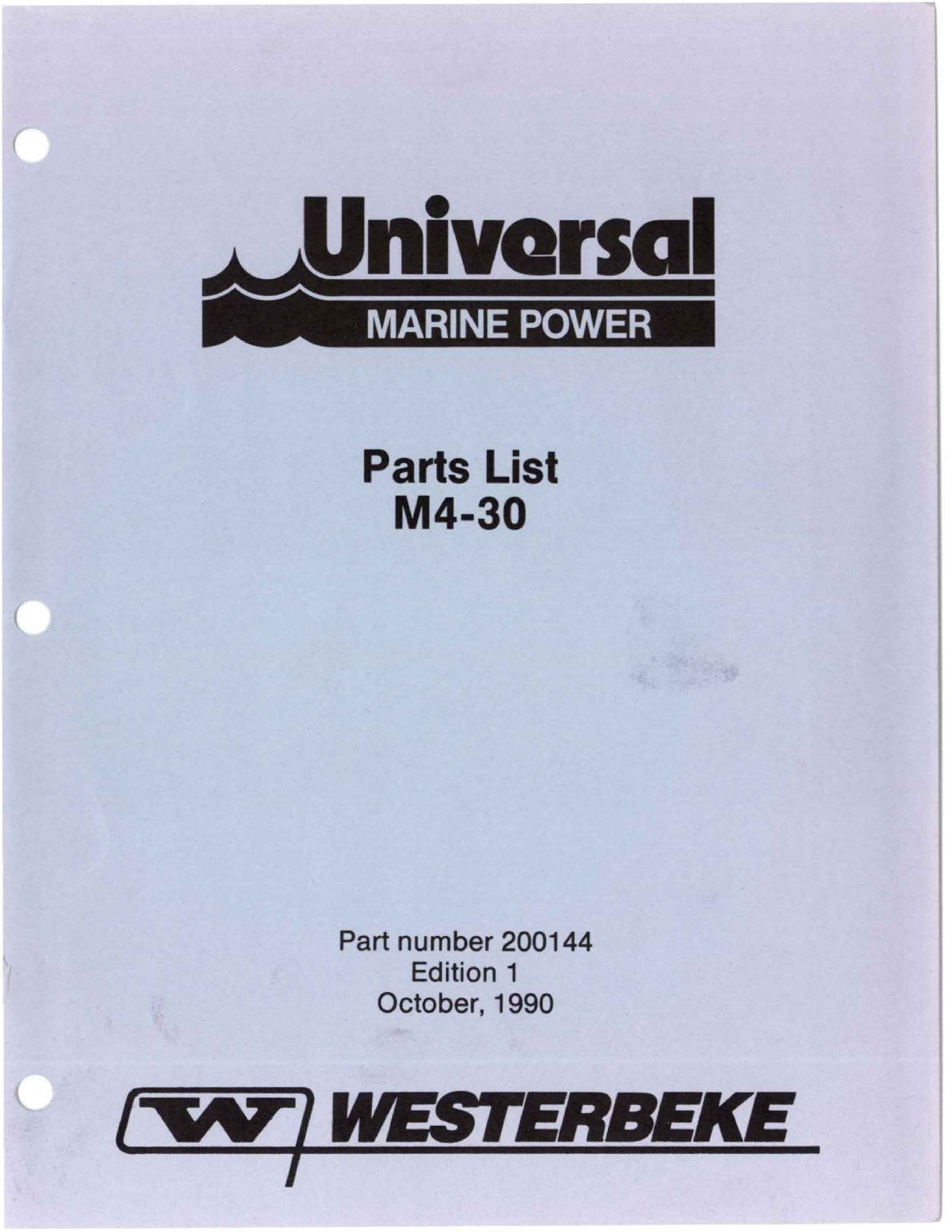 Universal Diesel M4 30 Parts Manual