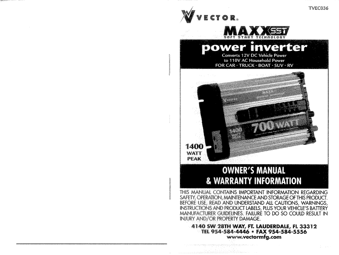 ' Vector Maxxsst 700 Watt Tvec036'