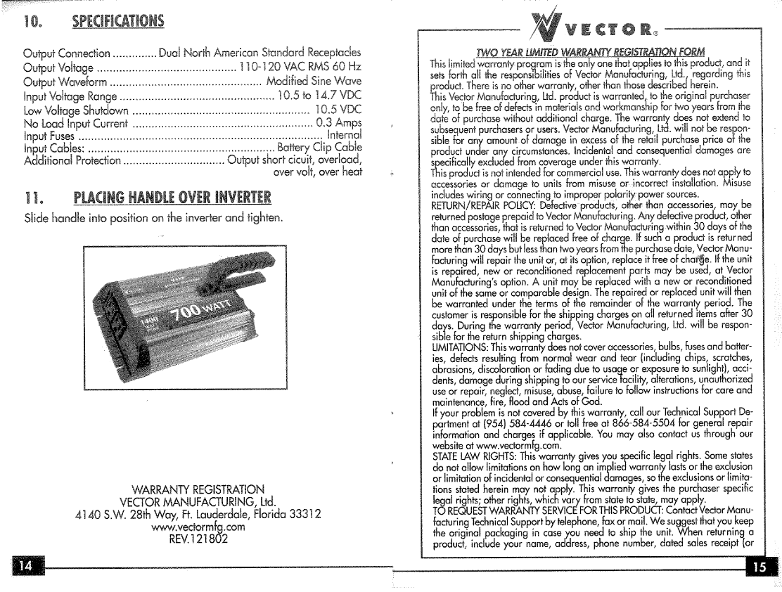 Vector Maxxsst 700 Watt Tvec036