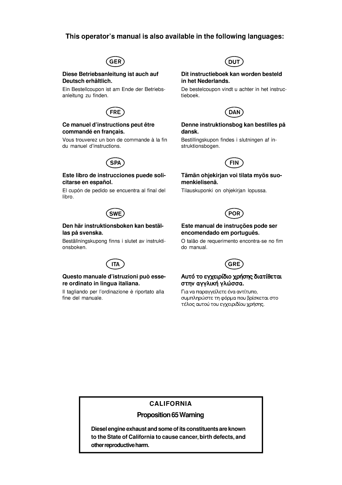 Volvo D1 30 Operators Manual