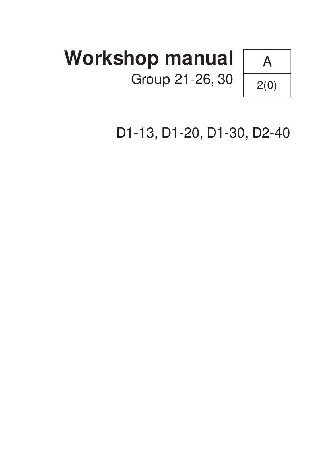 Volvo D1 30 Workshop Manual