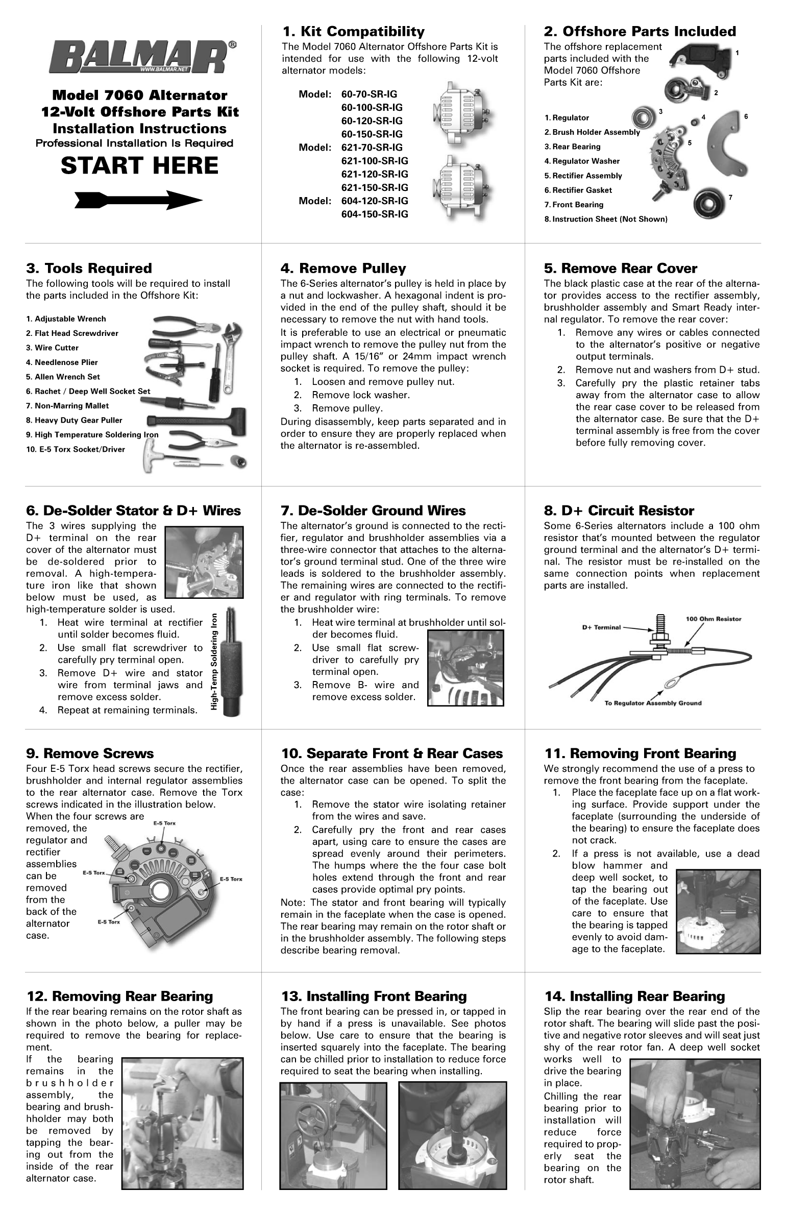 ' Balmar 7060 Offshore Kit Rebuild Instructions'