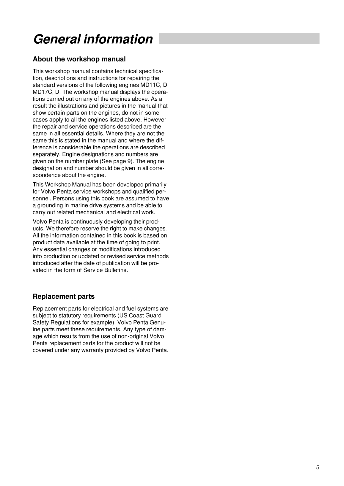 Volvo Penta Md11c D Md17c D Workshop Manual