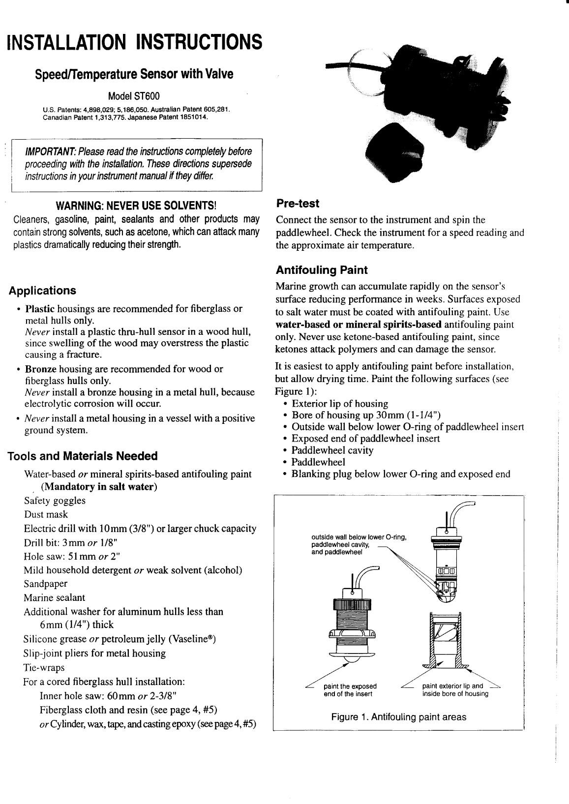 Autohelm Raymarine: St600 St600 Speed Sensor, See Airmar