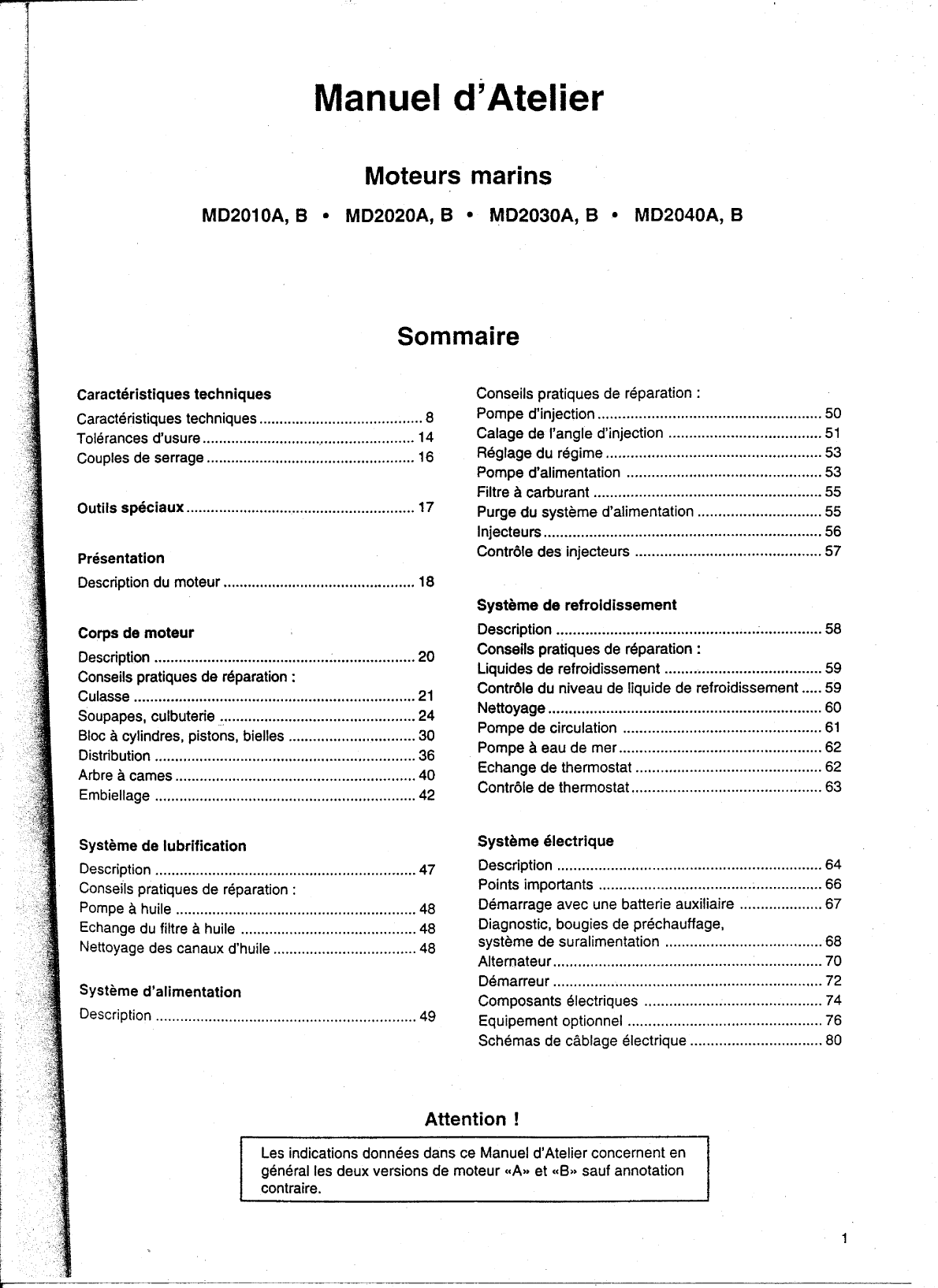 ' Volvo/md20x0: Manuel atelier Volvo Md2010 2020 2030 2040 Workshop Manual, In French'