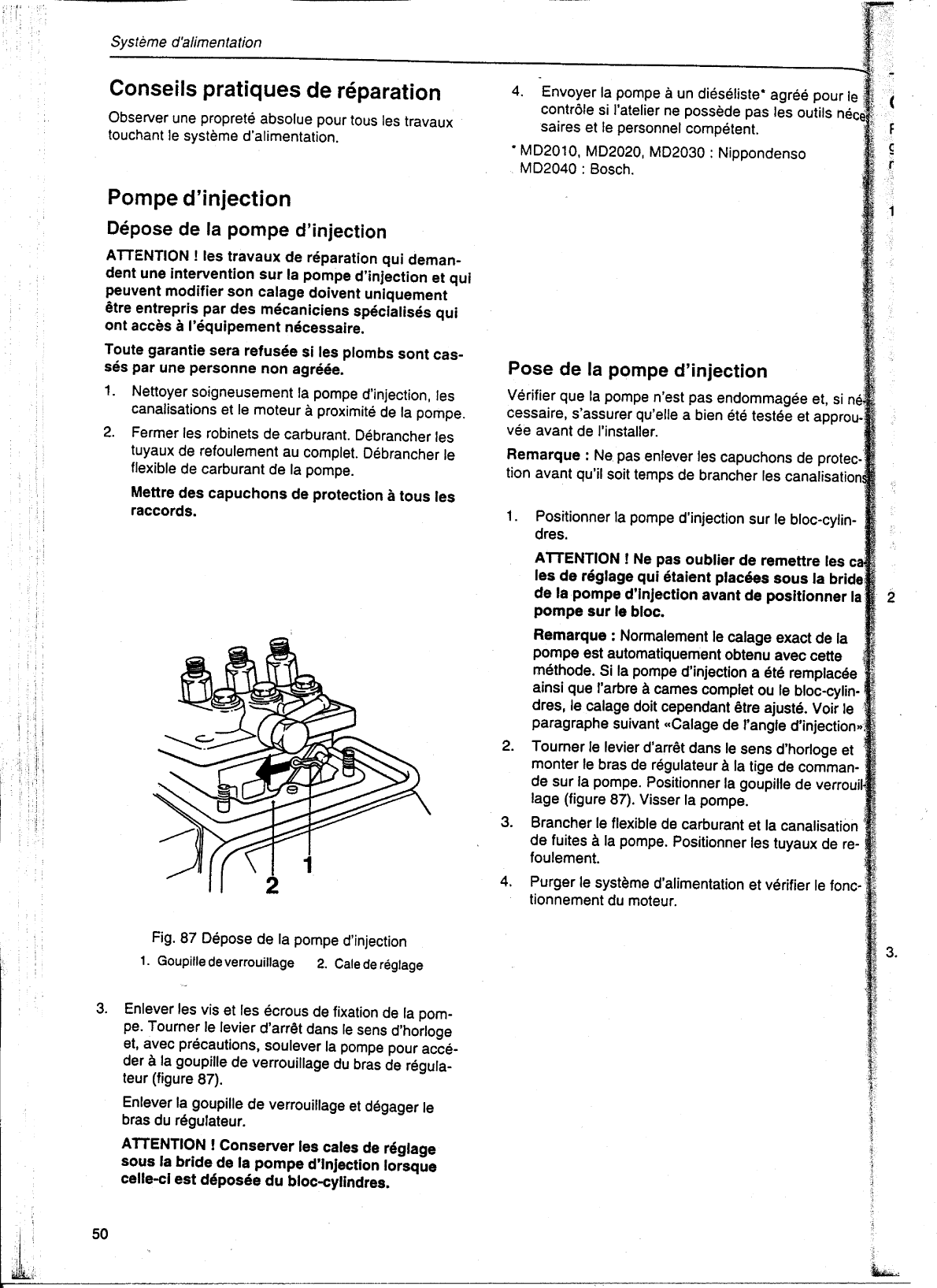 ' Volvo/md20x0: Manuel atelier Volvo Md2010 2020 2030 2040 Workshop Manual, In French'