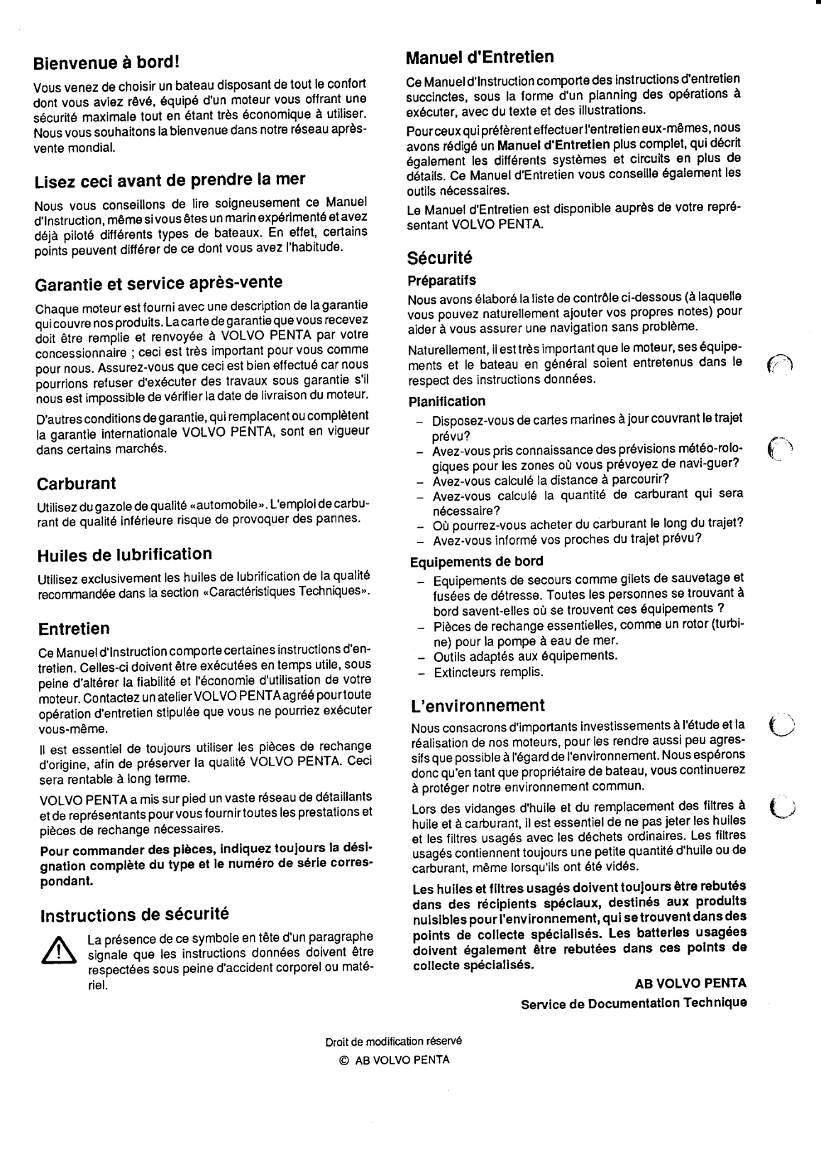 Volvo/md20x0: Manuel d instructions Volvo Md2040 Operation Manual