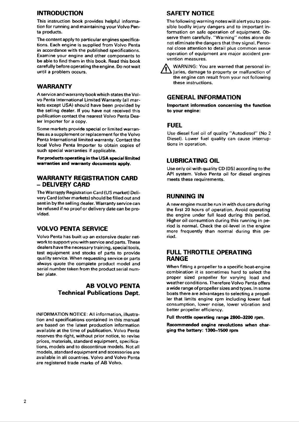 Volvo Penta 2002 Owners Manaul