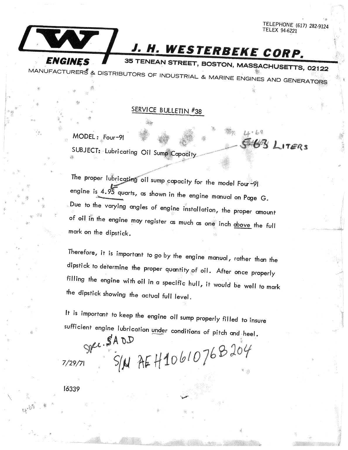 Westerbeke 4.91 Manual