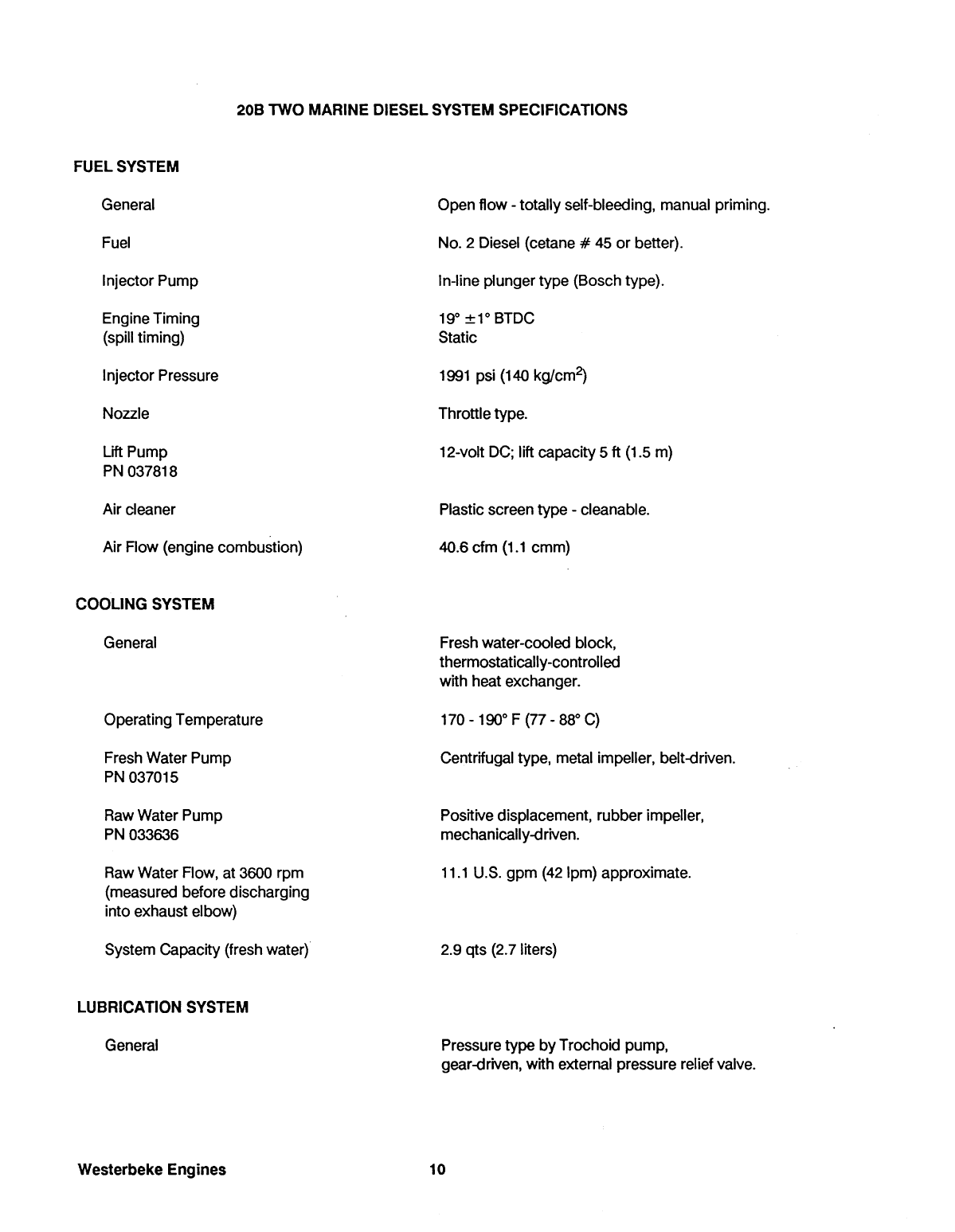 Westerbeke Diesel 20b Two Parts Manual