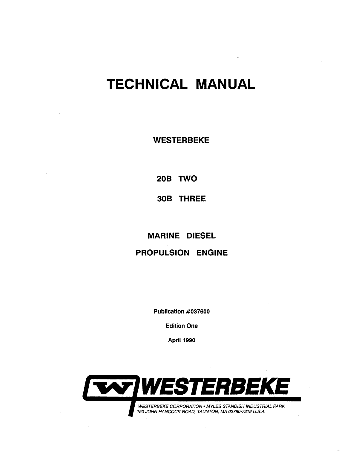 Westerbeke Diesel 30b Three Parts Manual