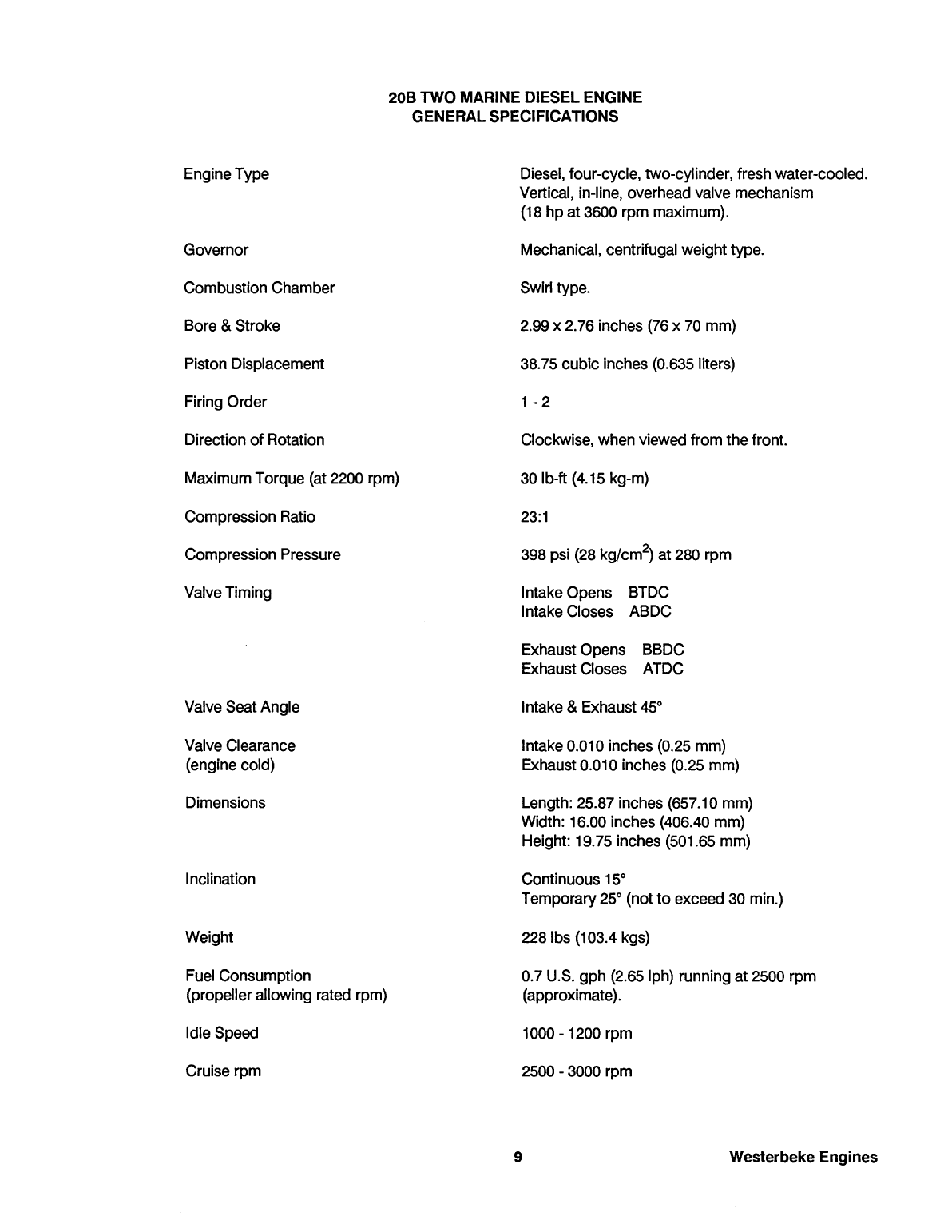 Westerbeke Diesel 30c Three Parts Manual