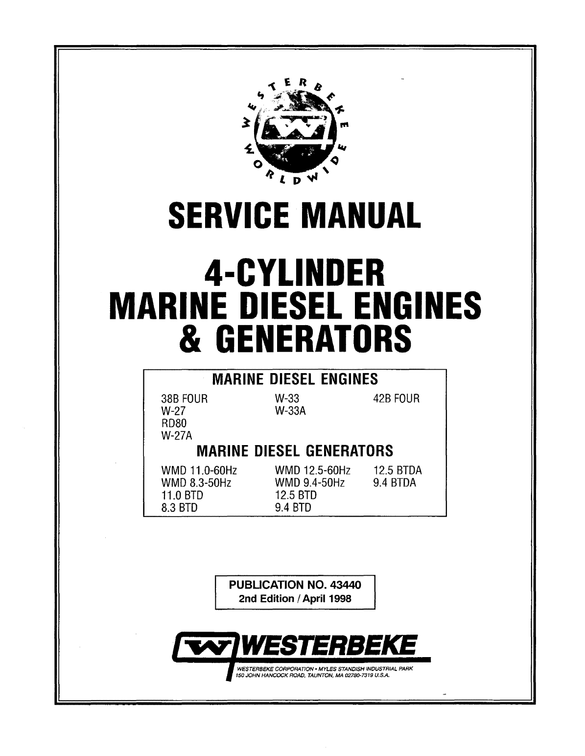 Westerbeke Diesel W 33a Parts Manual