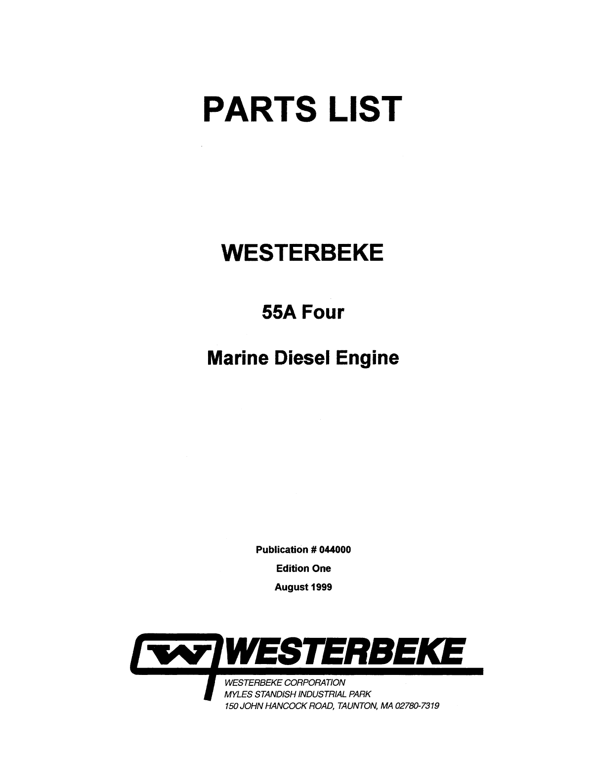 Westerbeke Diesel 55a Four Operator's Manual