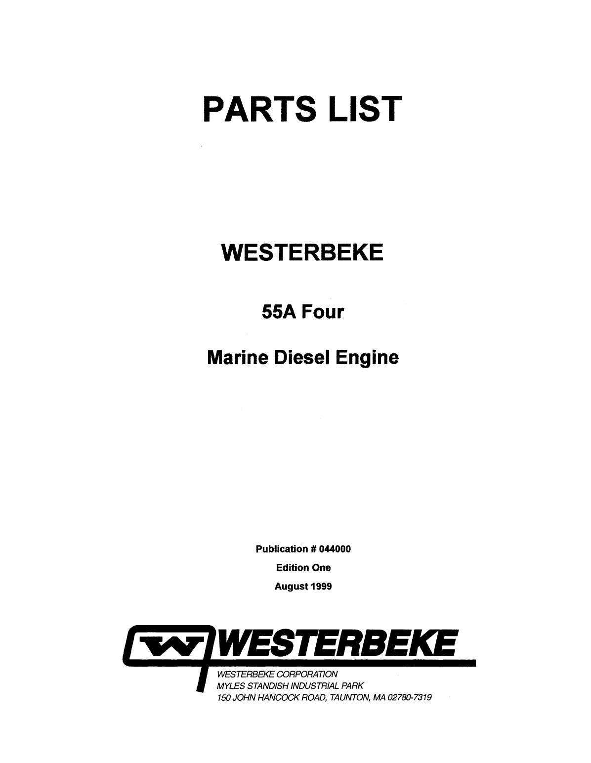 Westerbeke Diesel 55a Four Operator's Manual
