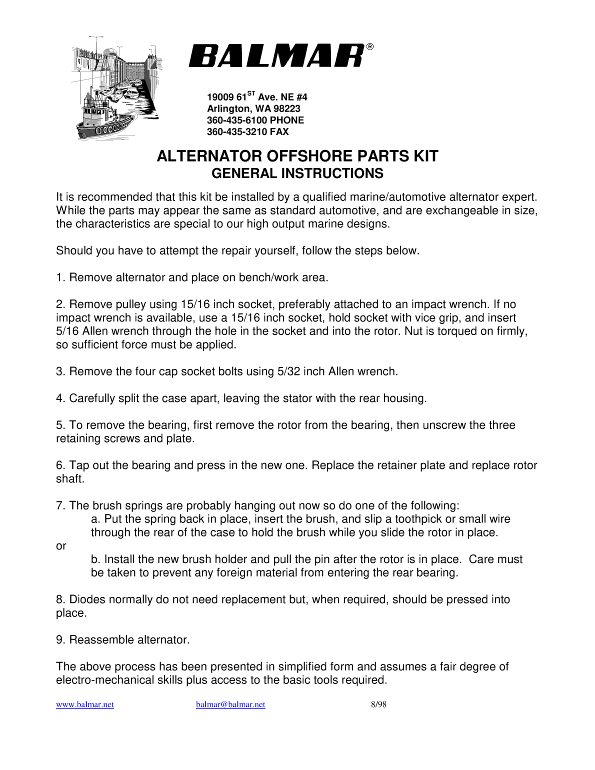 Balmar Offshore Parts Kit Manual