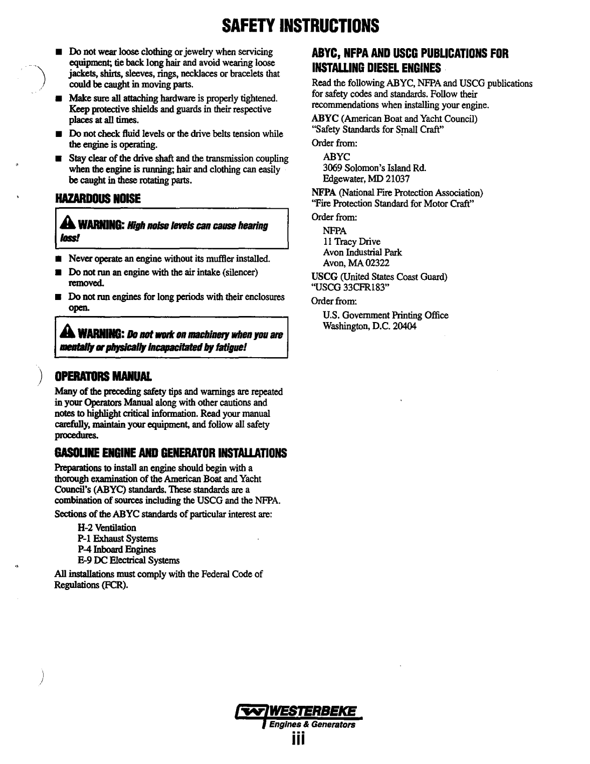 Westerbeke Diesel 55c Four Operator's Manual